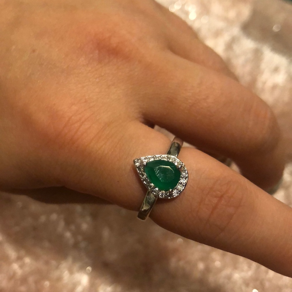 Emerald Silver Ring - image 1